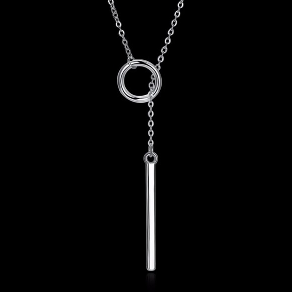 NEW Sterling .925 circle bar minimalist necklace - Picture 4 of 4